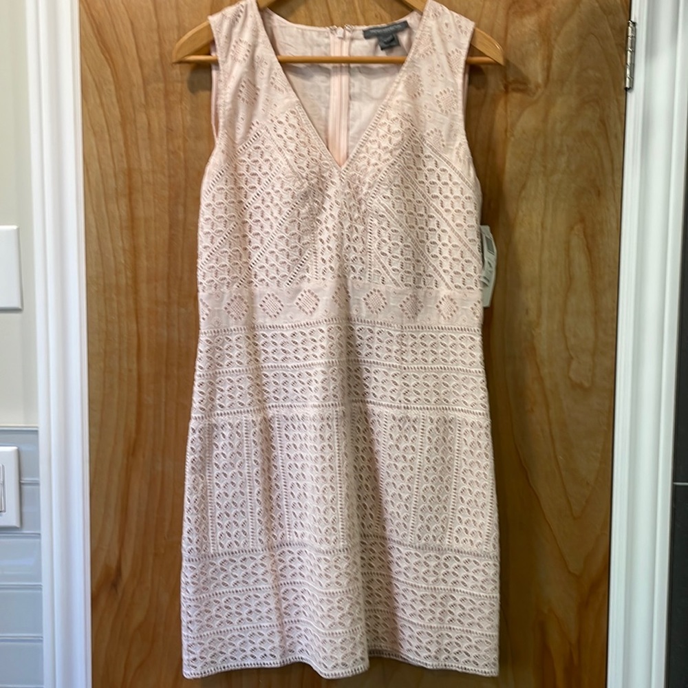 French Connection Blush Coloured Cotton Eyelet Dress